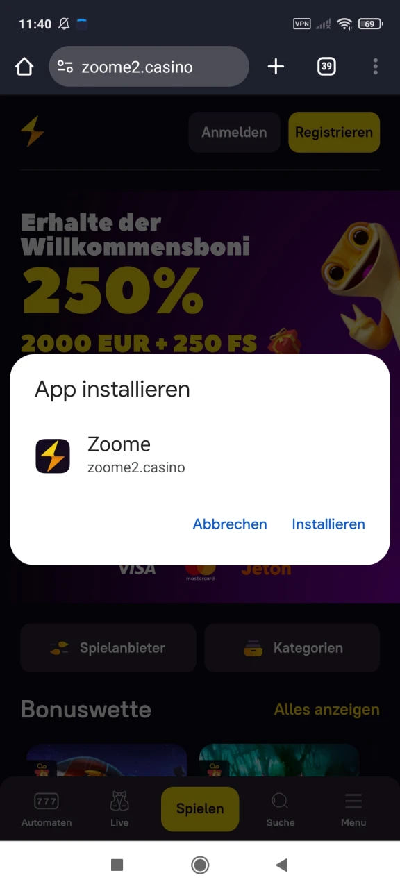 Beginnen Sie mit der Installation der Zoome-App für Android.