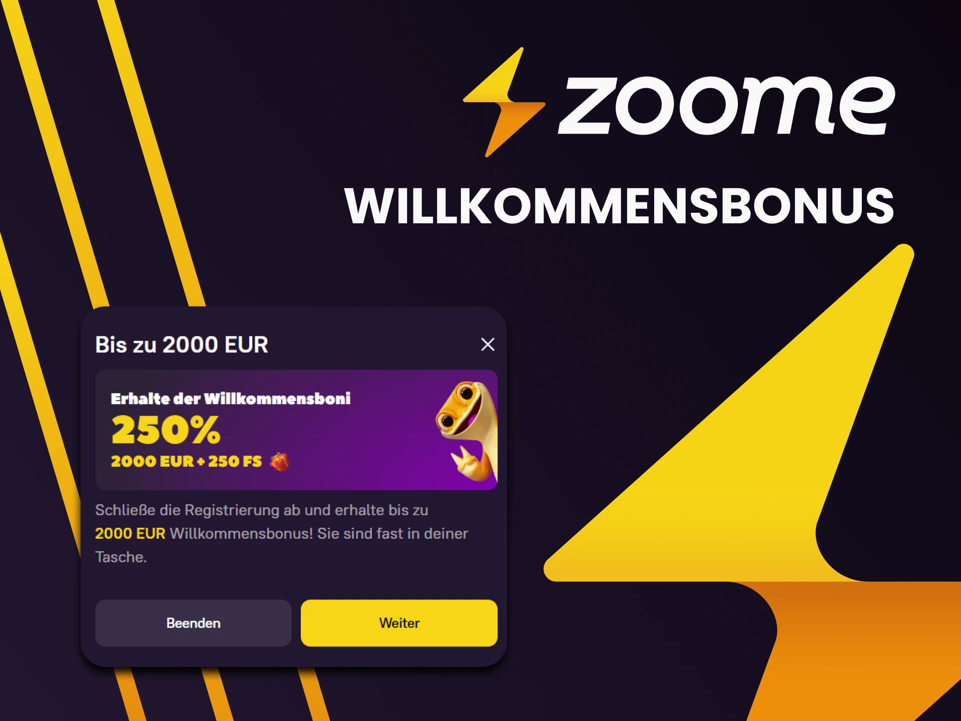 Fordern Sie Ihren Willkommensbonus in der Zoome-App an.