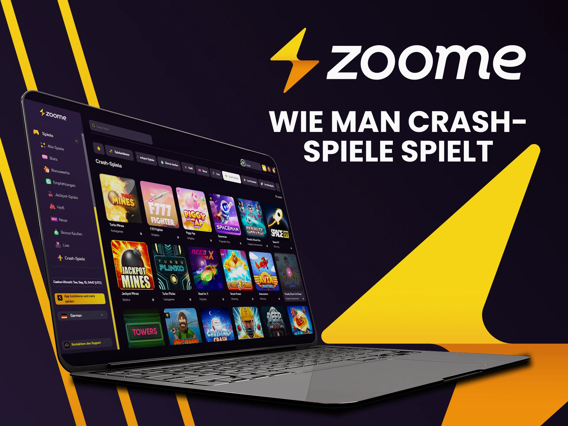 Wir zeigen Ihnen, wie Sie auf der Zoome-Website mit dem Spielen von Crash-Spielen beginnen.