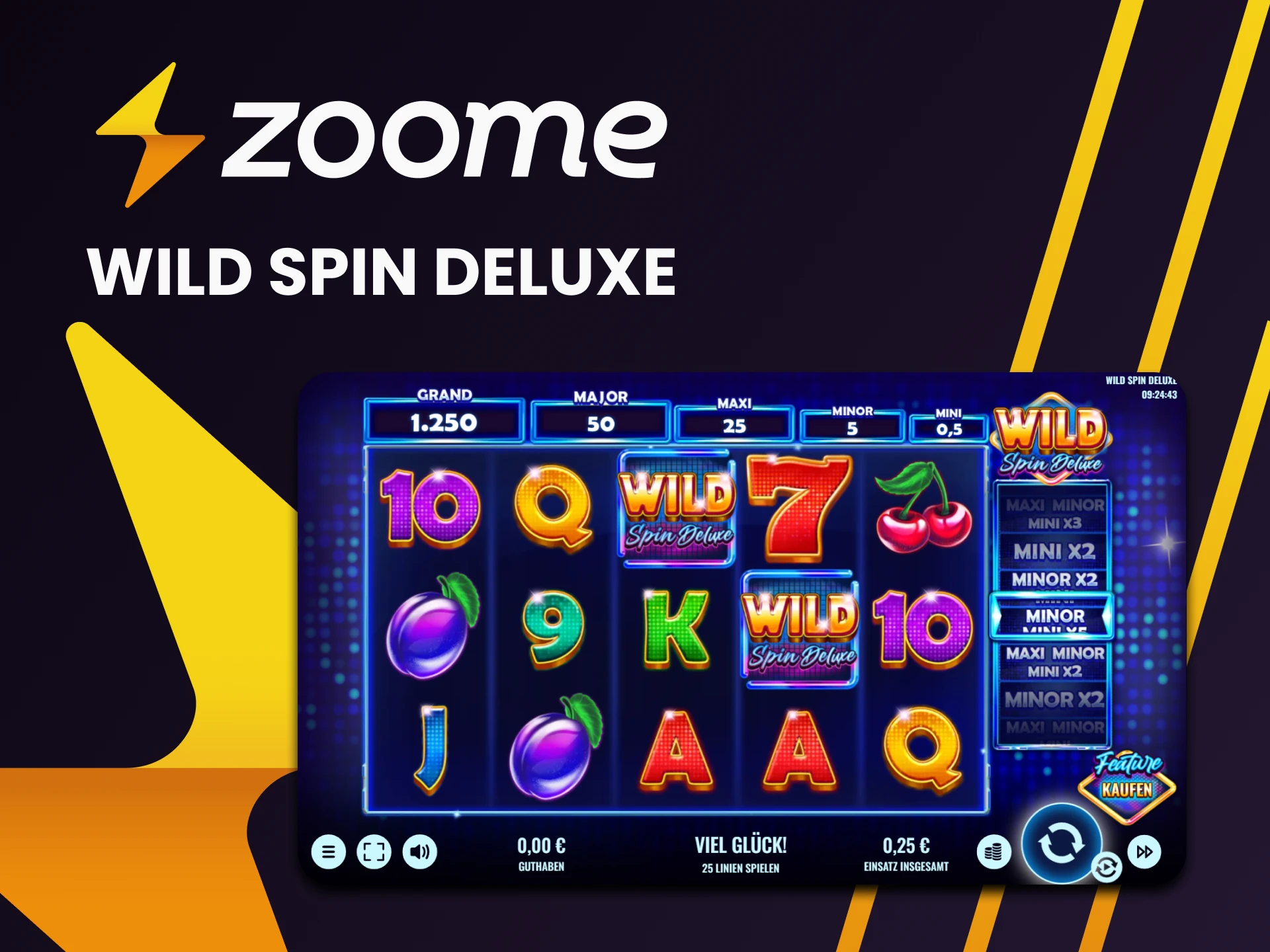 Spielen Sie Wild Spin Deluxe im Jackpot-Bereich der Zoome-Website.