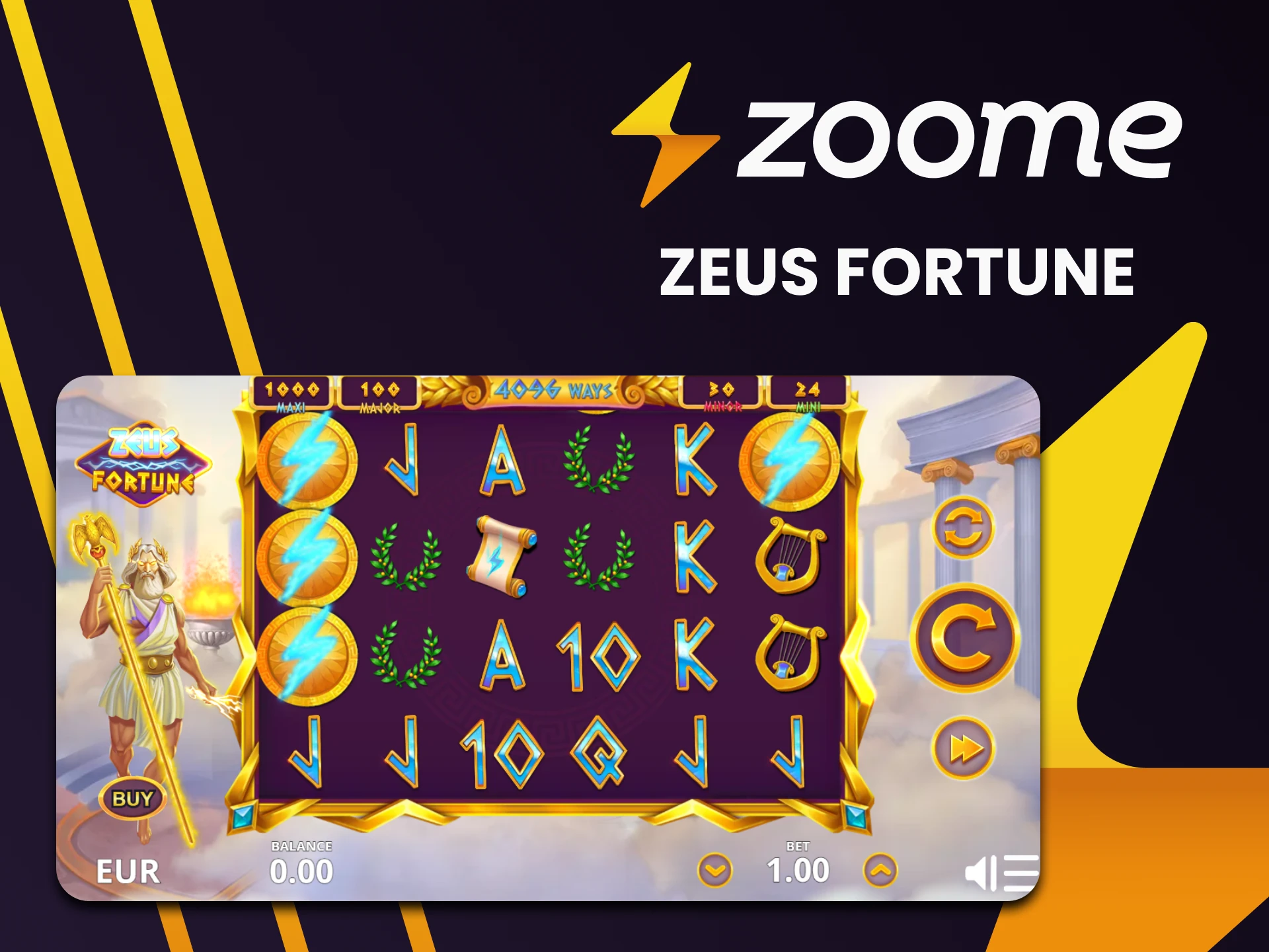 Wählen Sie für Jackpot-Spiele Zeus Fortune von Zoome.