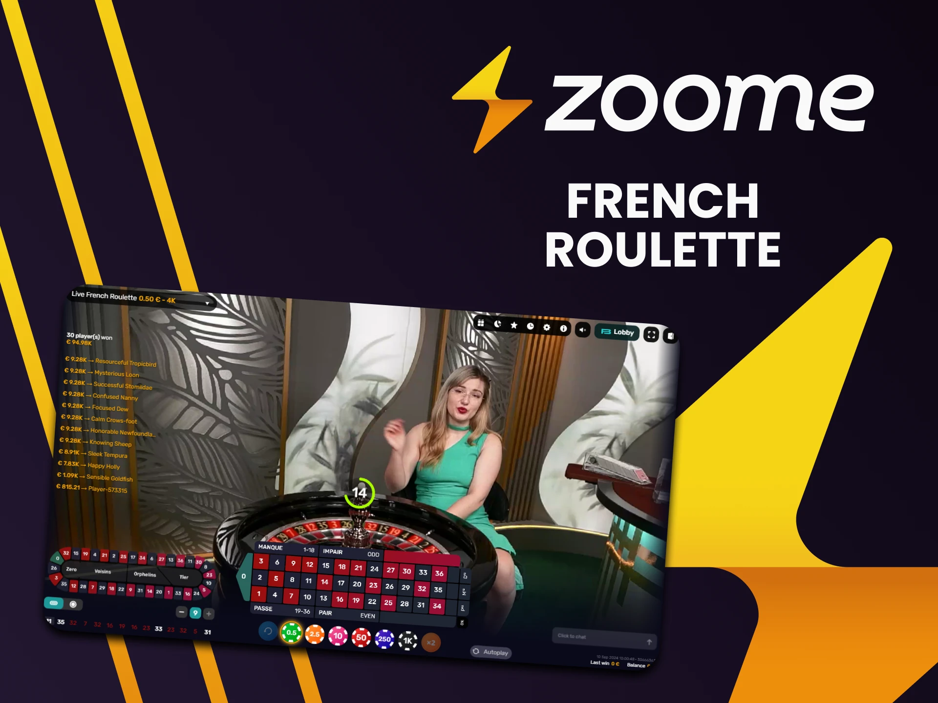 Spielen Sie French Roulette im Live-Casino-Bereich von Zoome.