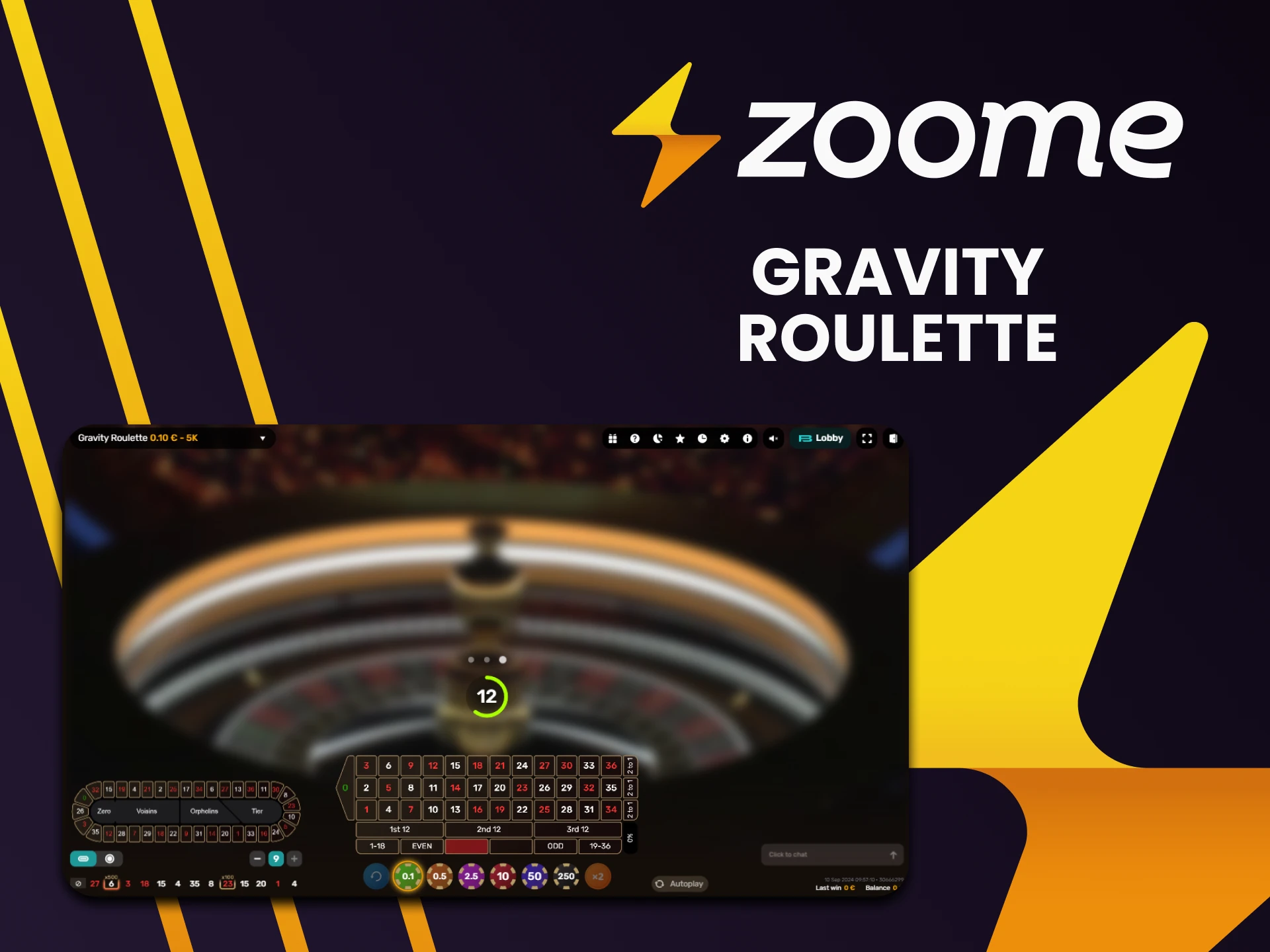 Für Live-Casinospiele von Zoome wählen Sie Gravity Roulette.