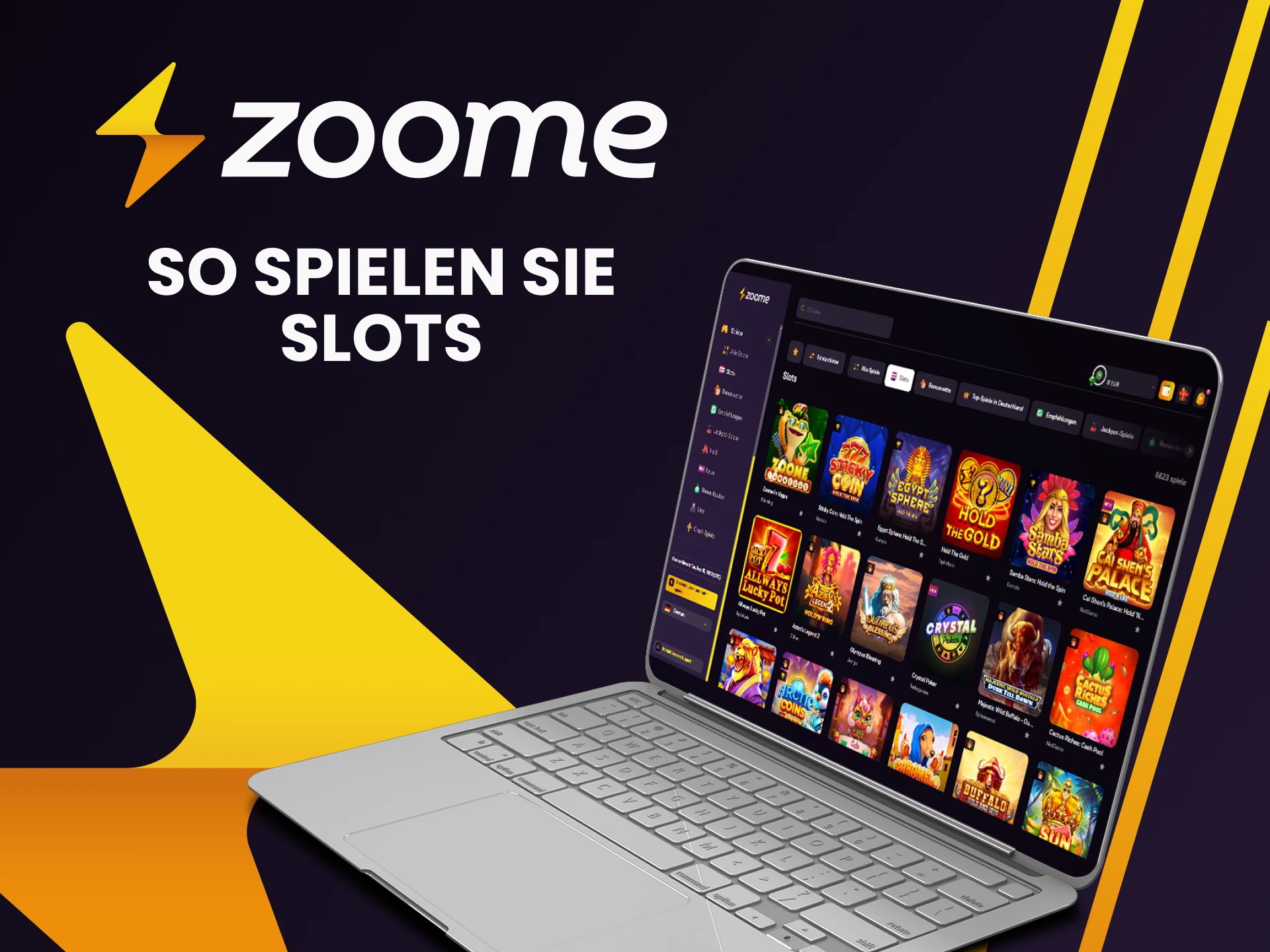 Wir zeigen Ihnen, wie Sie mit dem Spielen von Slots auf der Zoome-Website beginnen.