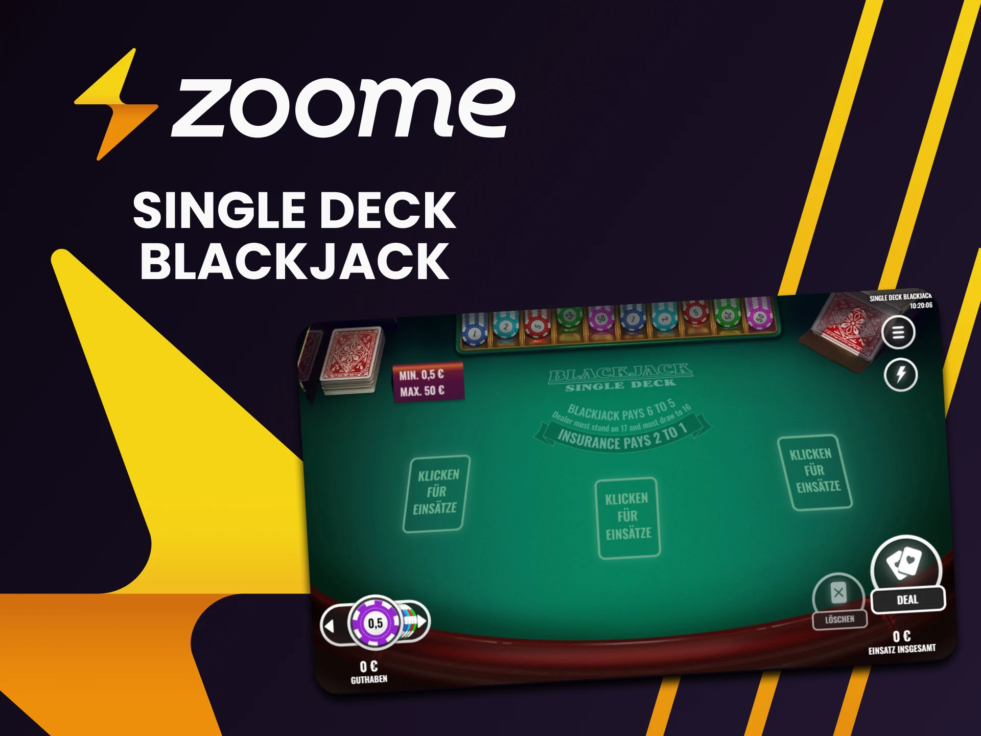 Wählen Sie für Spiele im Zoome Casino Single Deck Blackjack.