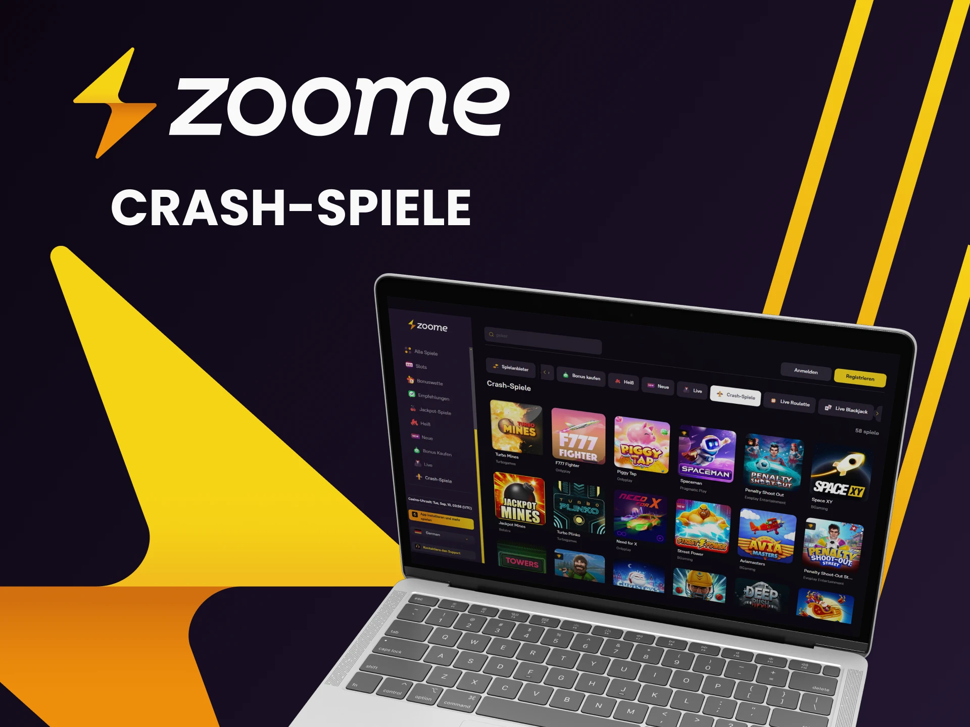 Besuchen Sie den Bereich Crash-Spiele auf der Zoome-Website.