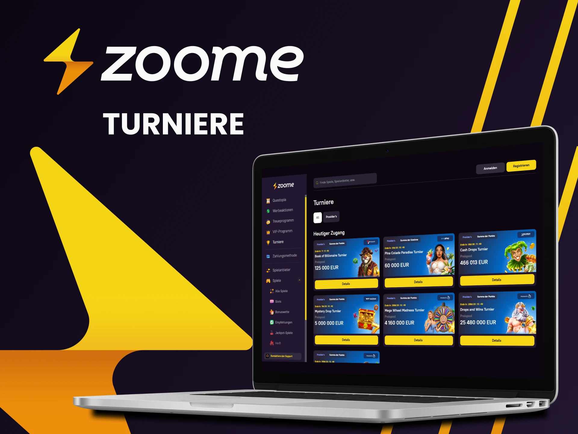 Auf der Zoome-Website finden Gaming-Turniere statt.